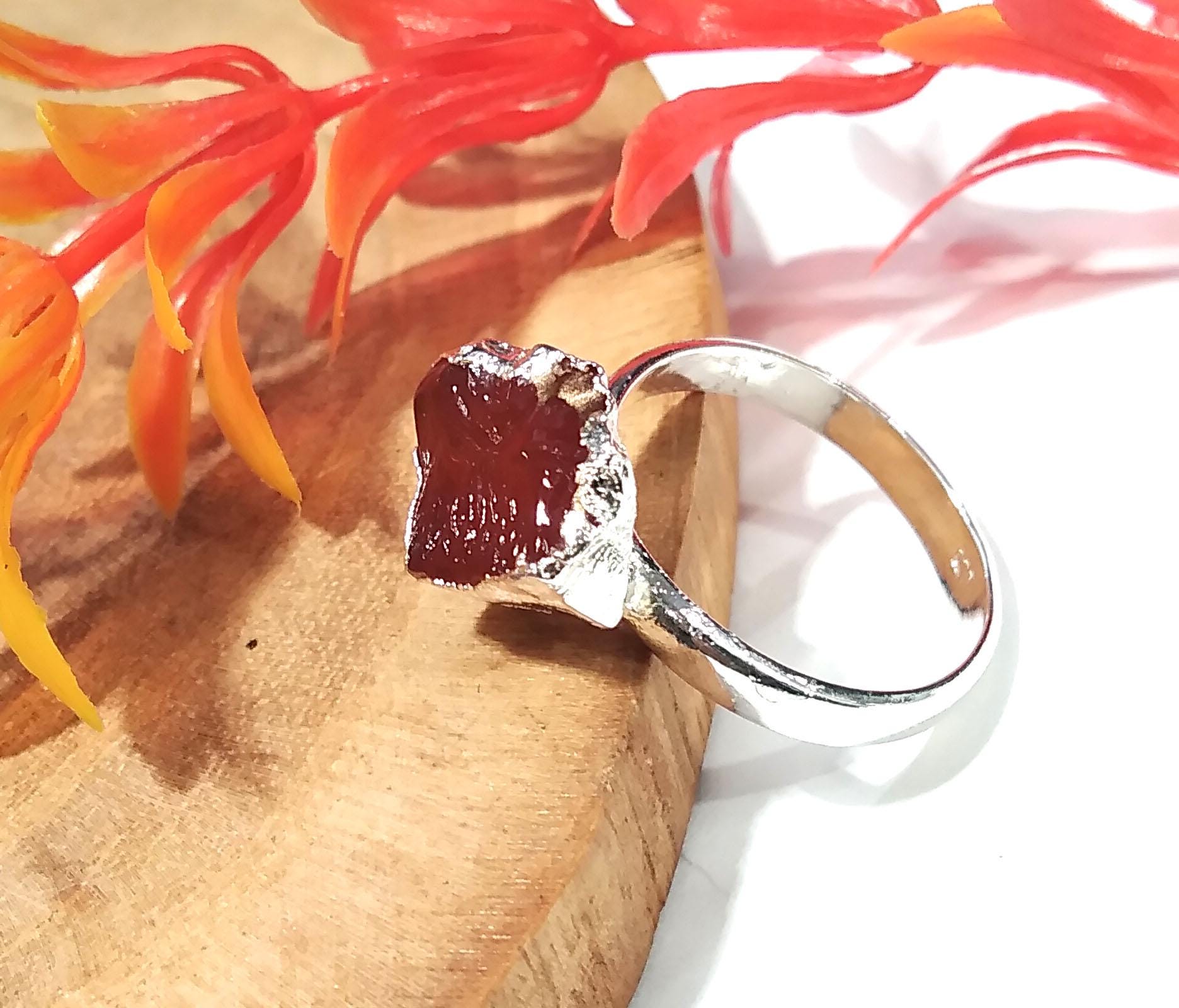 Natural Carnelian Rough Gemstone Ring, Solid 925 Sterling Silver Ring, Carnelian Stone Size 14x11mm Handmade Ring Gift Wedding Ring